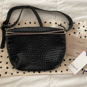 Clare V. Black Croc Fanny Pack
